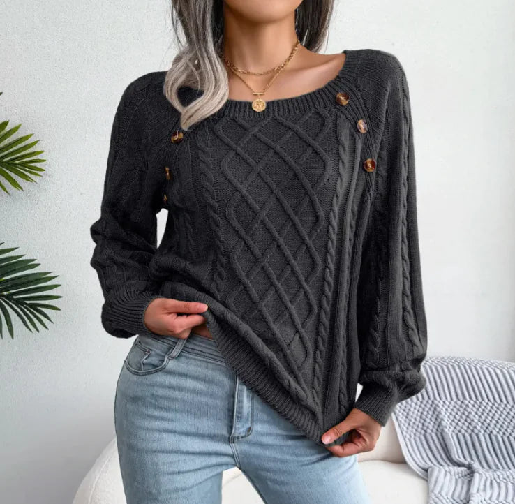 Square Neck Twist Knit Top