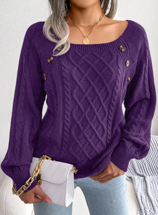 Square Neck Twist Knit Top