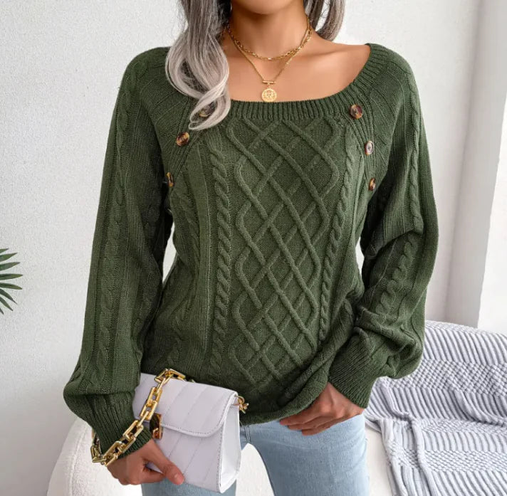Square Neck Twist Knit Top