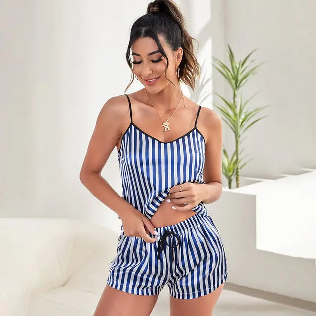 Sexy Stripe Women Sleepwear Set