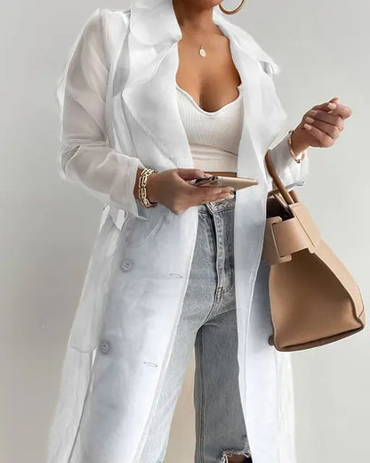 Women Fashion See Through Outdoor Coat