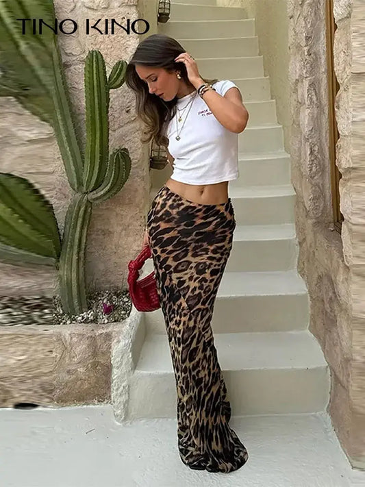 Fashion Leopard Print Skirt Women Slim