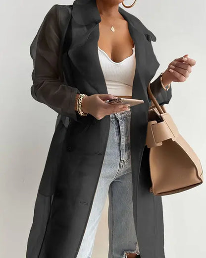 Women Fashion See Through Outdoor Coat