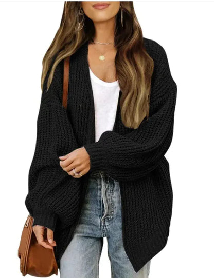 Loose Retro Sweater Coat Women's Mid-length Knitted Cardigan