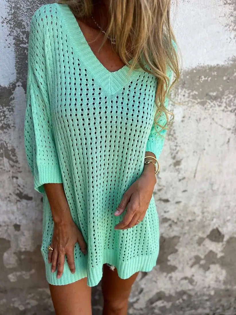 Women Hollow Out Knitted Beach Shirt