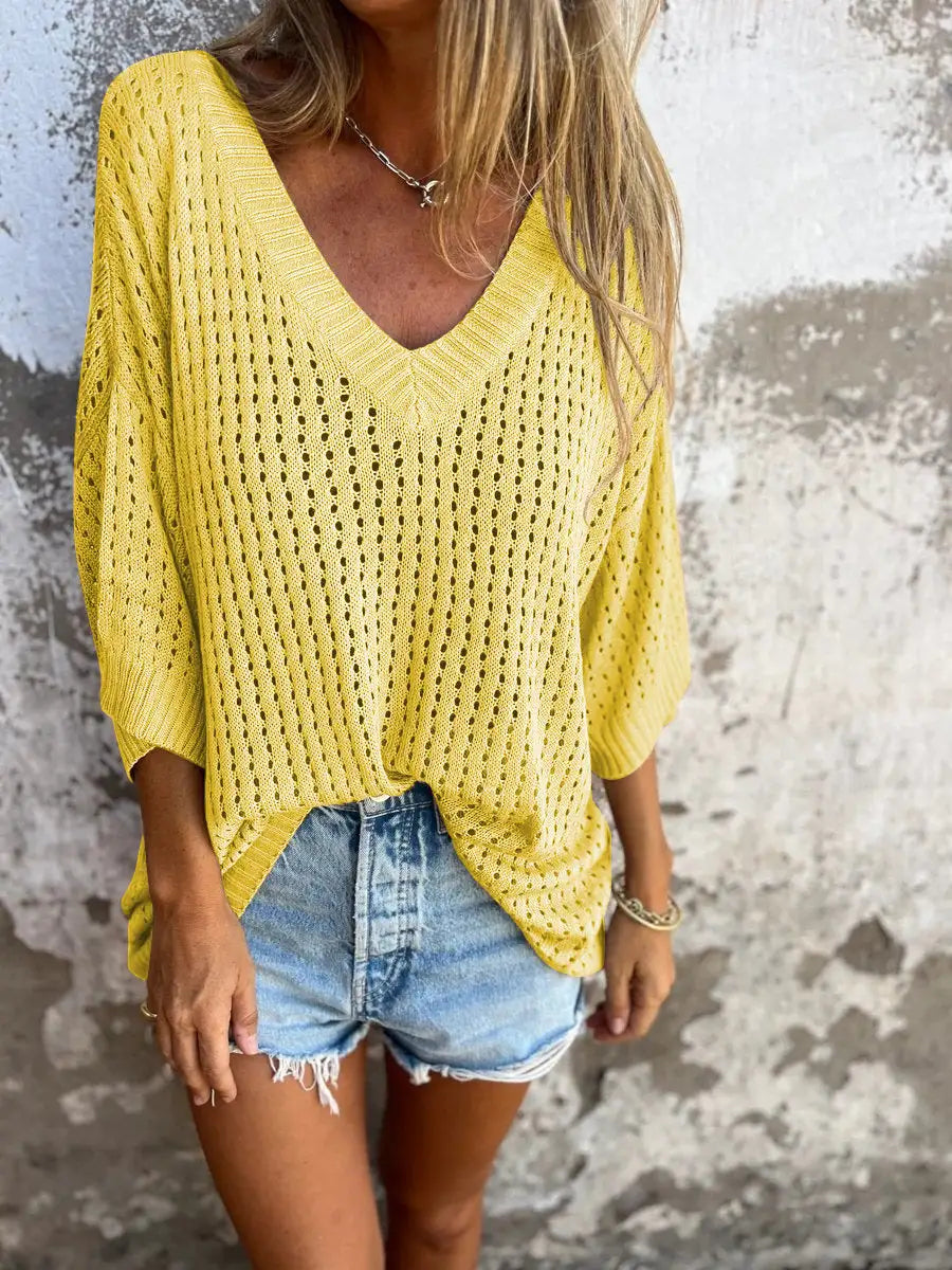 Women Hollow Out Knitted Beach Shirt