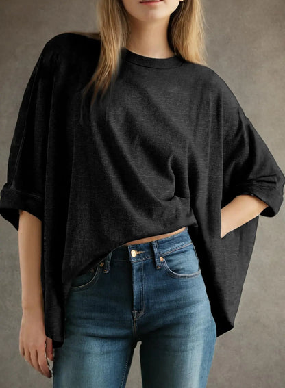 Dokotoo Solid Black Oversized T-Shirt