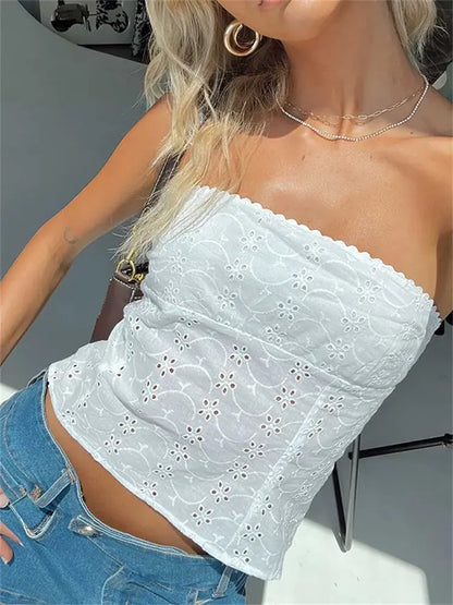 Floral Cut-Out Boho Tube Top