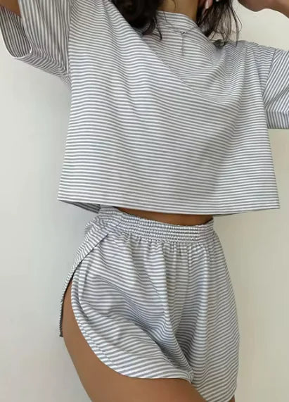 Striped Cotton Pajama Set for Women