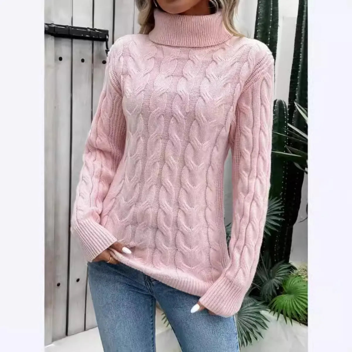 Women's Cable-knit Turtleneck Sweater