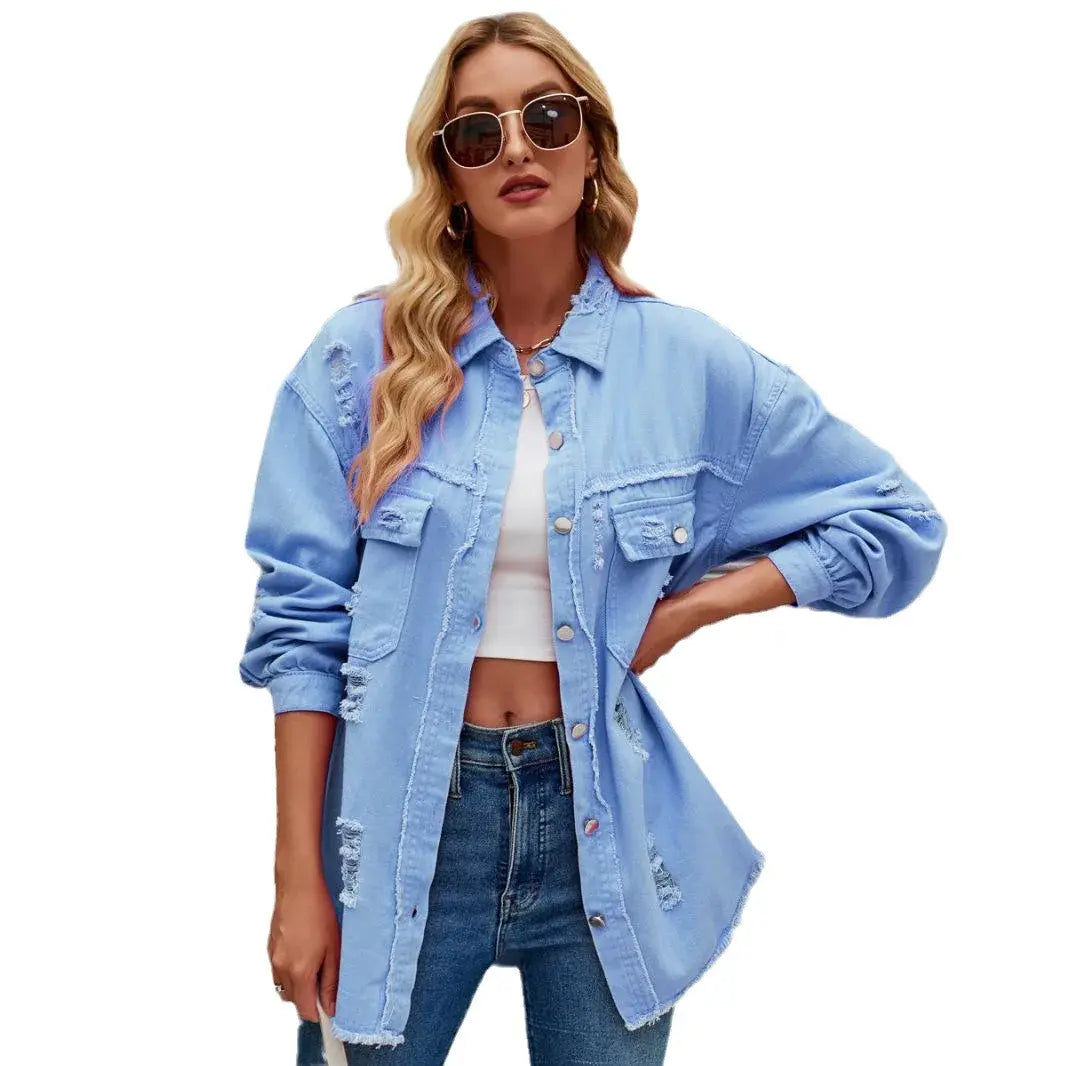 Washed Denim Jacket for Women