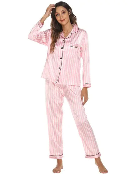 Silky Striped Satin Women's Pajama Set