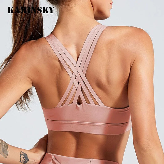 Kaminsky Cross Strap Back Bra Top Women Sports