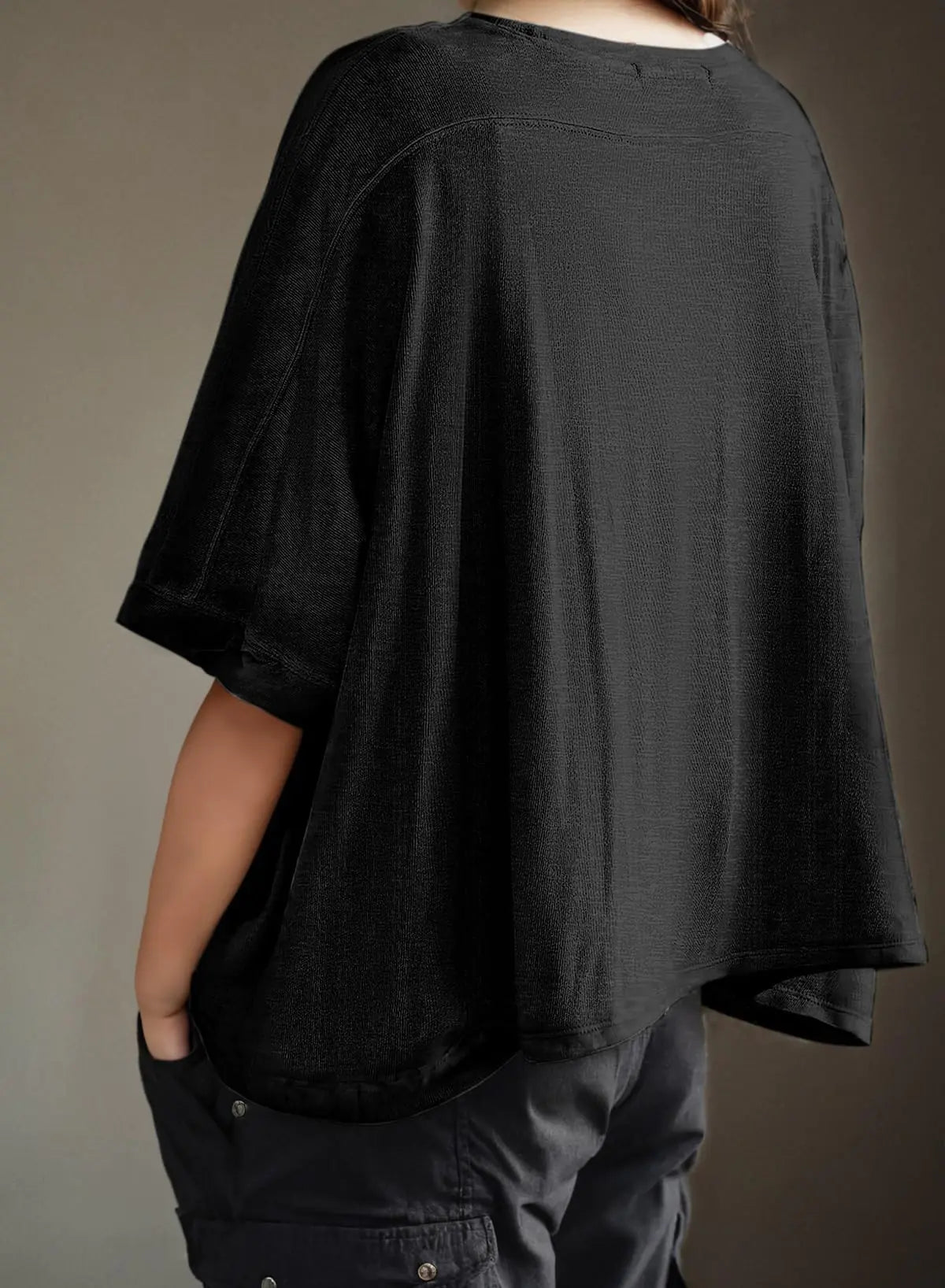 Dokotoo Solid Black Oversized T-Shirt