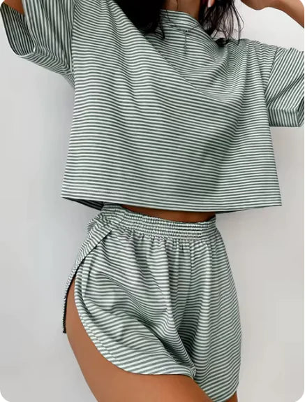 Striped Cotton Pajama Set for Women