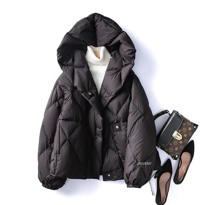 Winter Chic White Duck Down Jacket