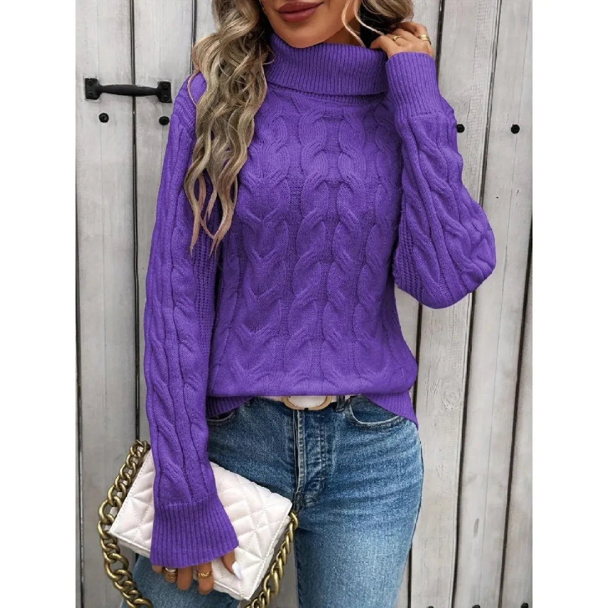 Women's Cable-knit Turtleneck Sweater