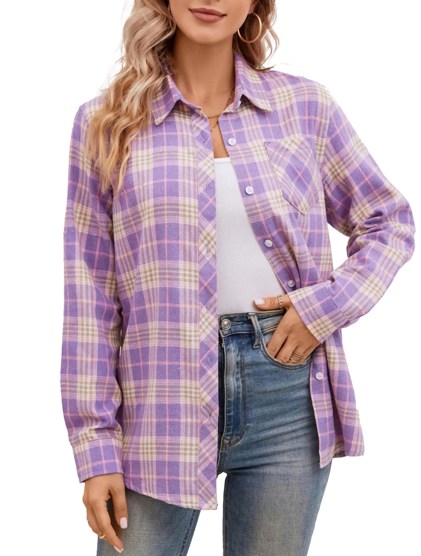 Casual Plaid Button-Down Shirts