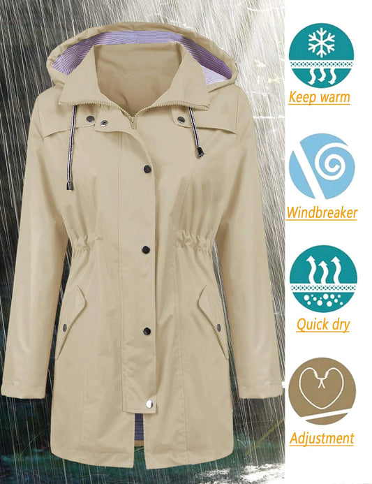 LOMON Waterproof Women's Hooded Trench Coat