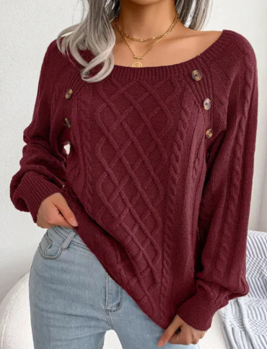 Square Neck Twist Knit Top