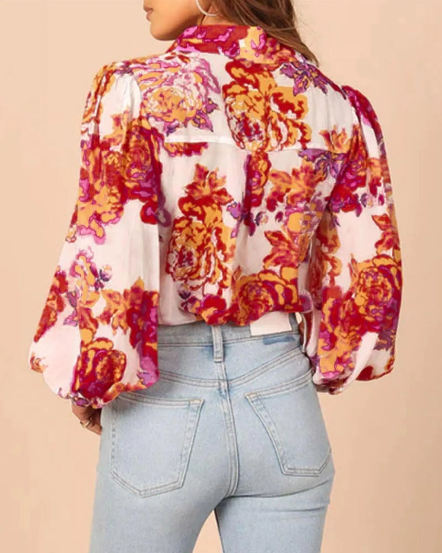 BTFBM Boho Chic Button-Up Floral Blouse - XL