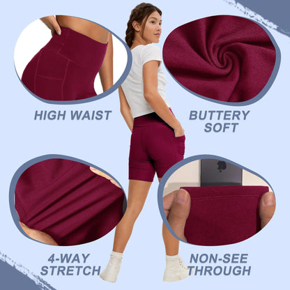 SNAILFIT High Waisted Biker Shorts with Pockets - 3"/5"/8" Yoga & Gym Shorts