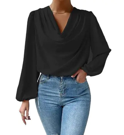 Fashion Women Blouses Pile Collar