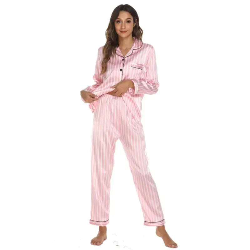 Silky Striped Satin Women's Pajama Set