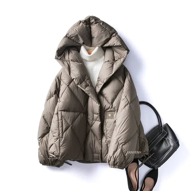 Winter Chic White Duck Down Jacket