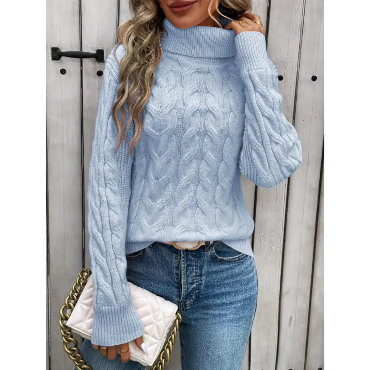 Women's Cable-knit Turtleneck Sweater