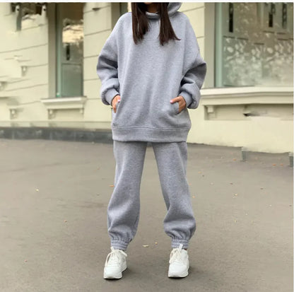 Chic Plush Hoodie Set for Women