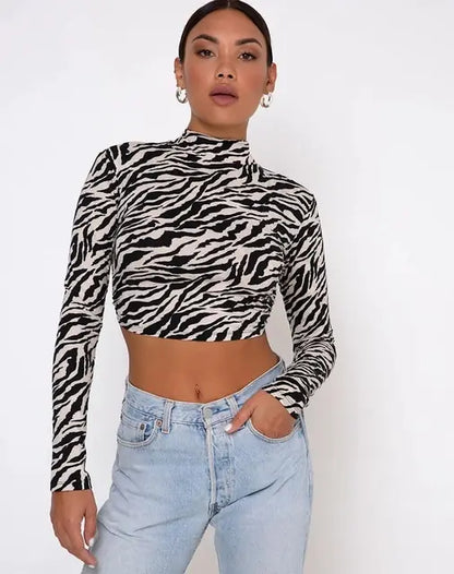 Printed Women Sexy Backless Crop Top