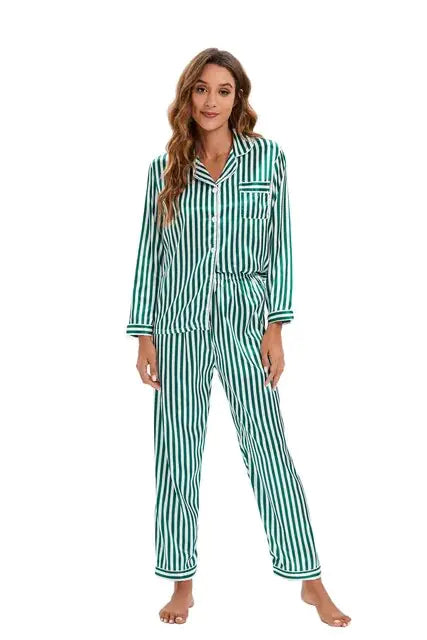 Silky Striped Satin Women's Pajama Set